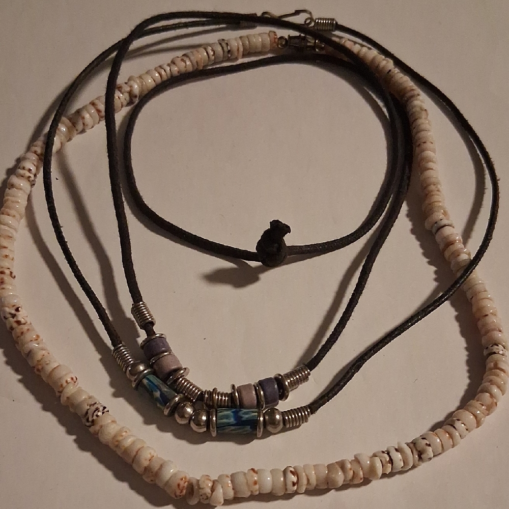 Artisan Multi-Strand Beaded Necklace - Cream and Purple